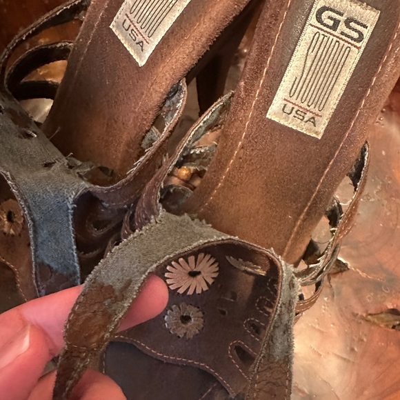 🤩Brown Suede Wooden 5 inch Platform Super Comfy 🌼 Floral Platform Shoes - Picture 14 of 14